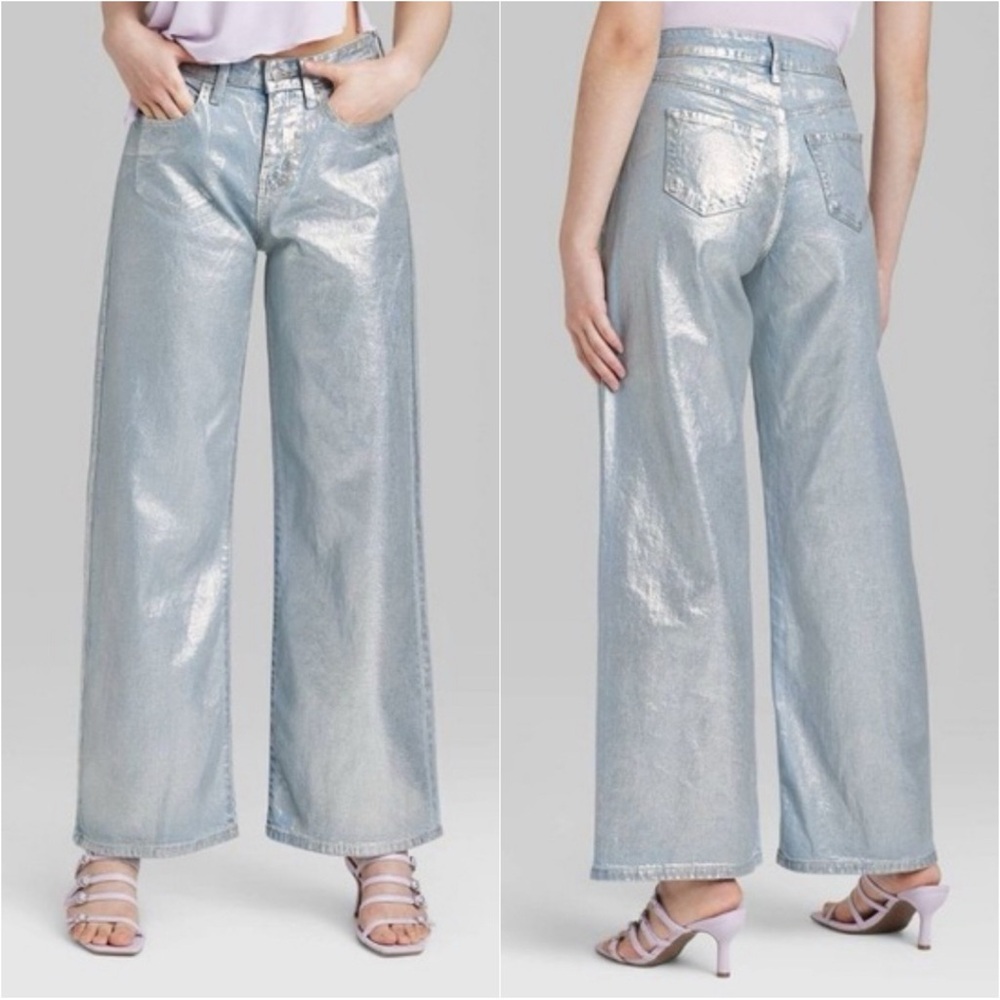 Wild Fable High Rise Silver Coated Baggy Jeans, Size 17 - NWT